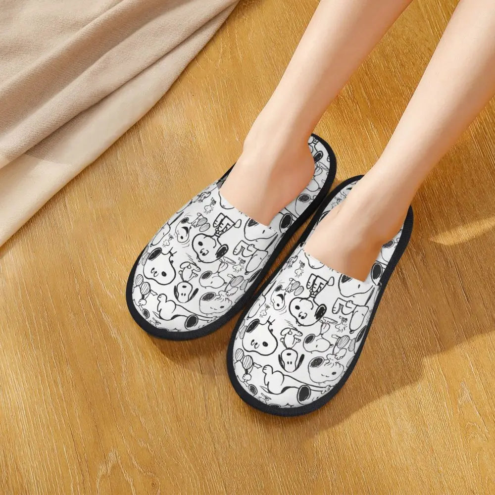 Custom Print Slippers Cartoon Memory Foam Cozy Snoopy Shoes