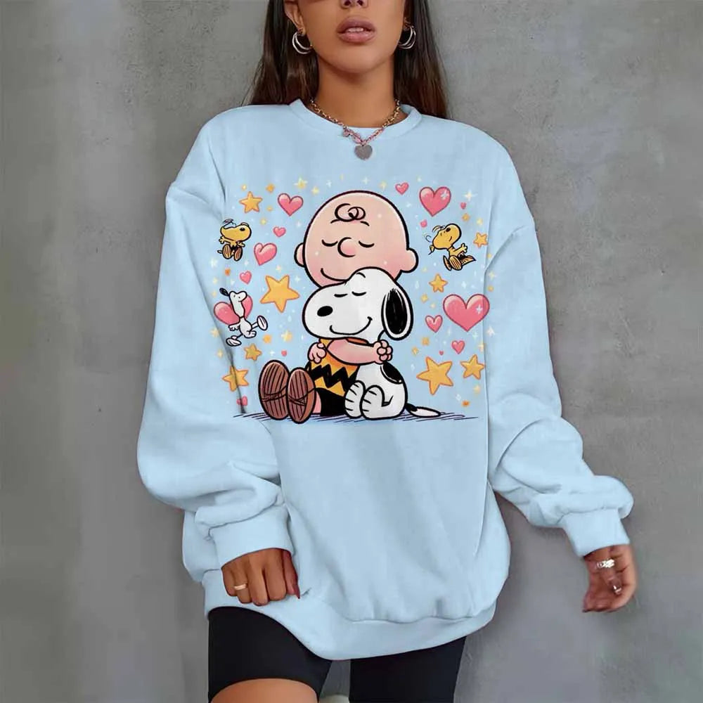Women Oversized Hoodie O-Neck Snoopy Hoodie