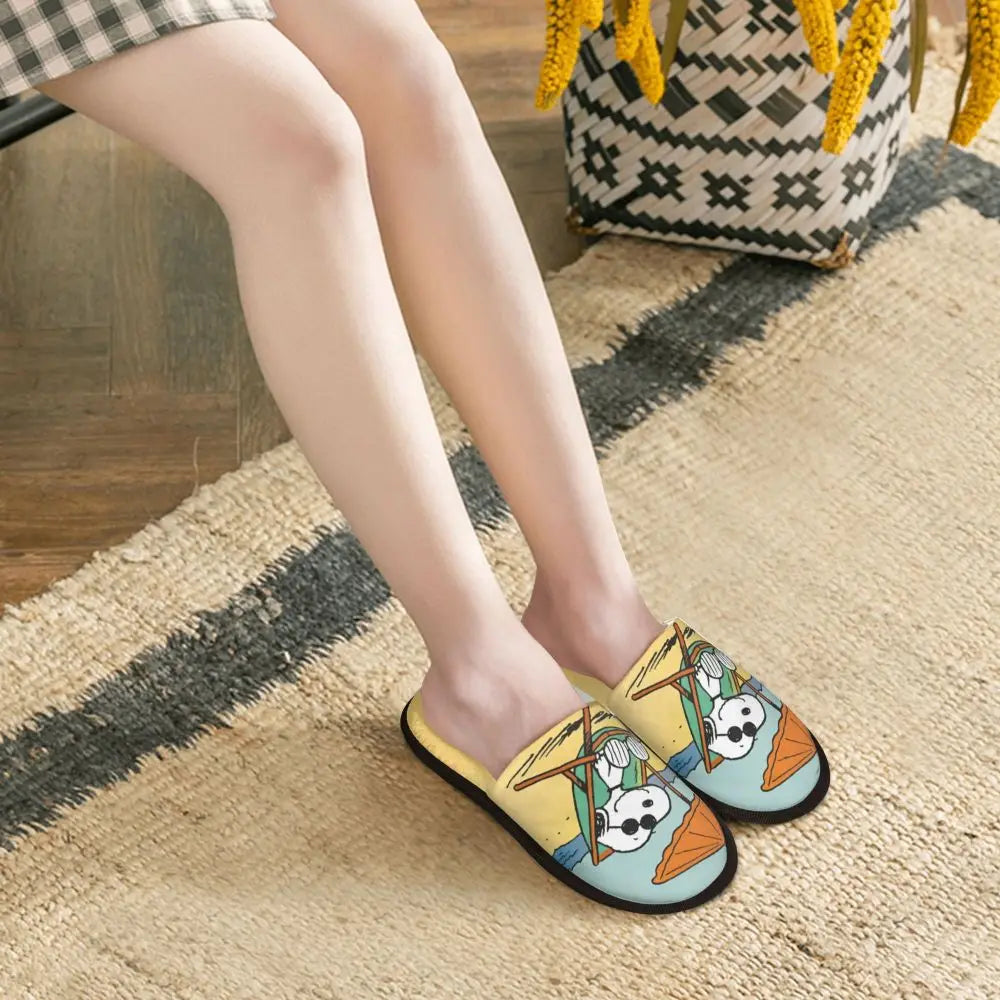 Memory Foam Pattern Slippers Faux Fur Snoopy Slippers