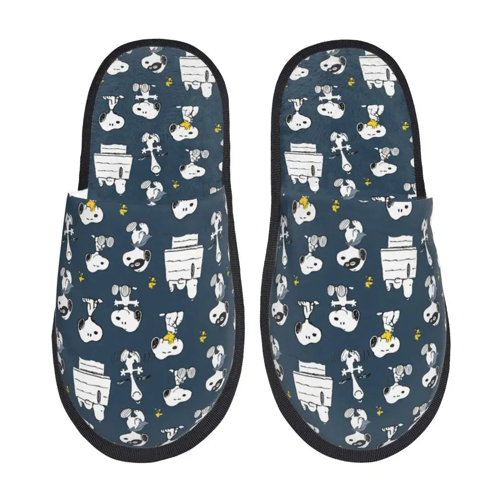 Memory Foam Pattern Slippers Faux Fur Snoopy Slippers