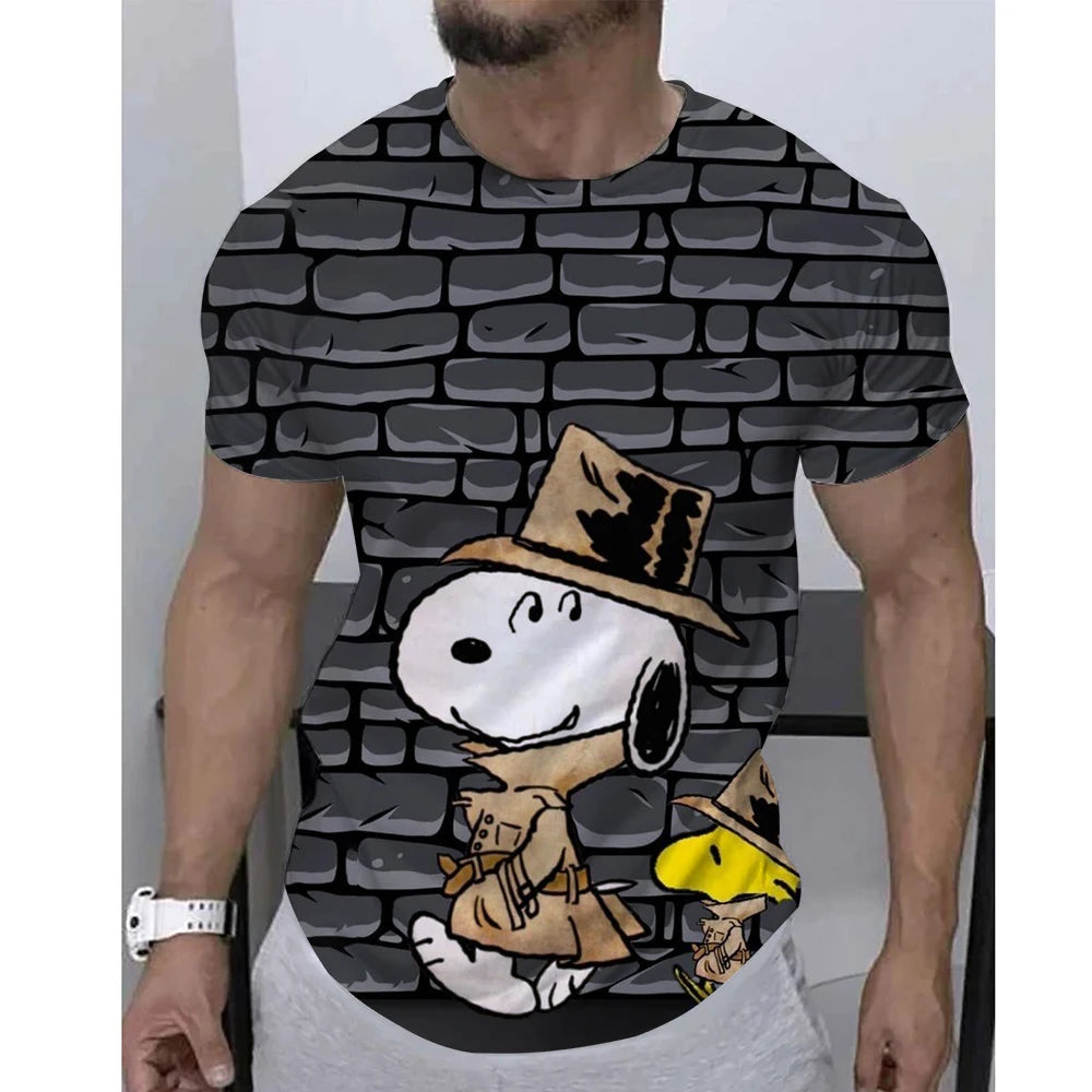 Joe Cool Print Breathable Round Neck Snoopy Shirt