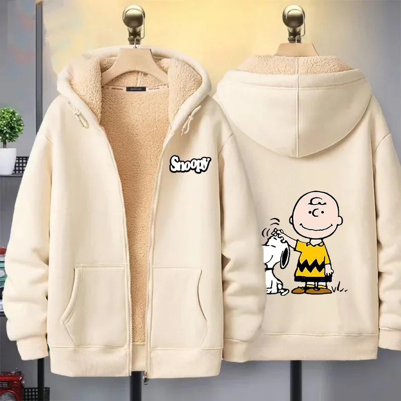 Women Zip Cartoon Sweatshirt Snoopy Hoodie