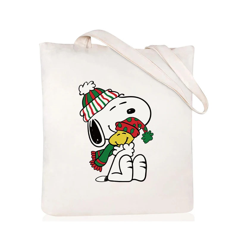 Snoopy Backpack Cartoon Christmas Canvas Tote Large