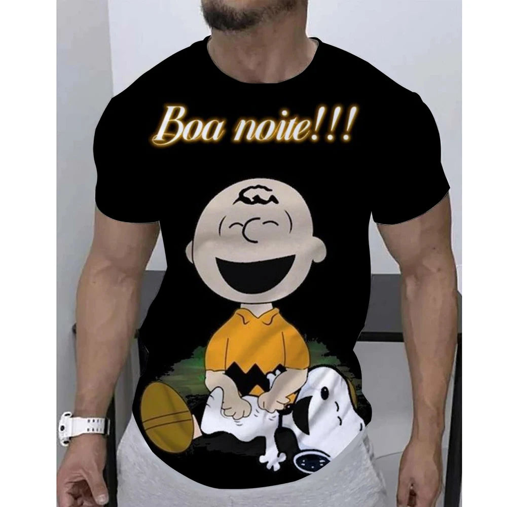 Joe Cool Print Breathable Round Neck Snoopy Shirt