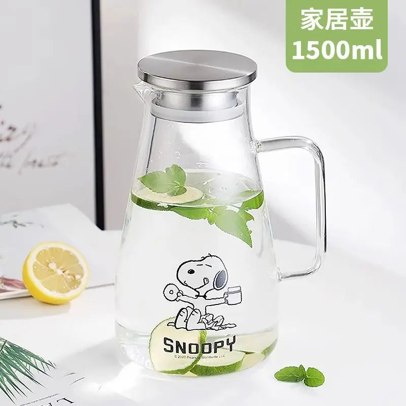 1500 ml Glass Water Jug Snoopy Cup