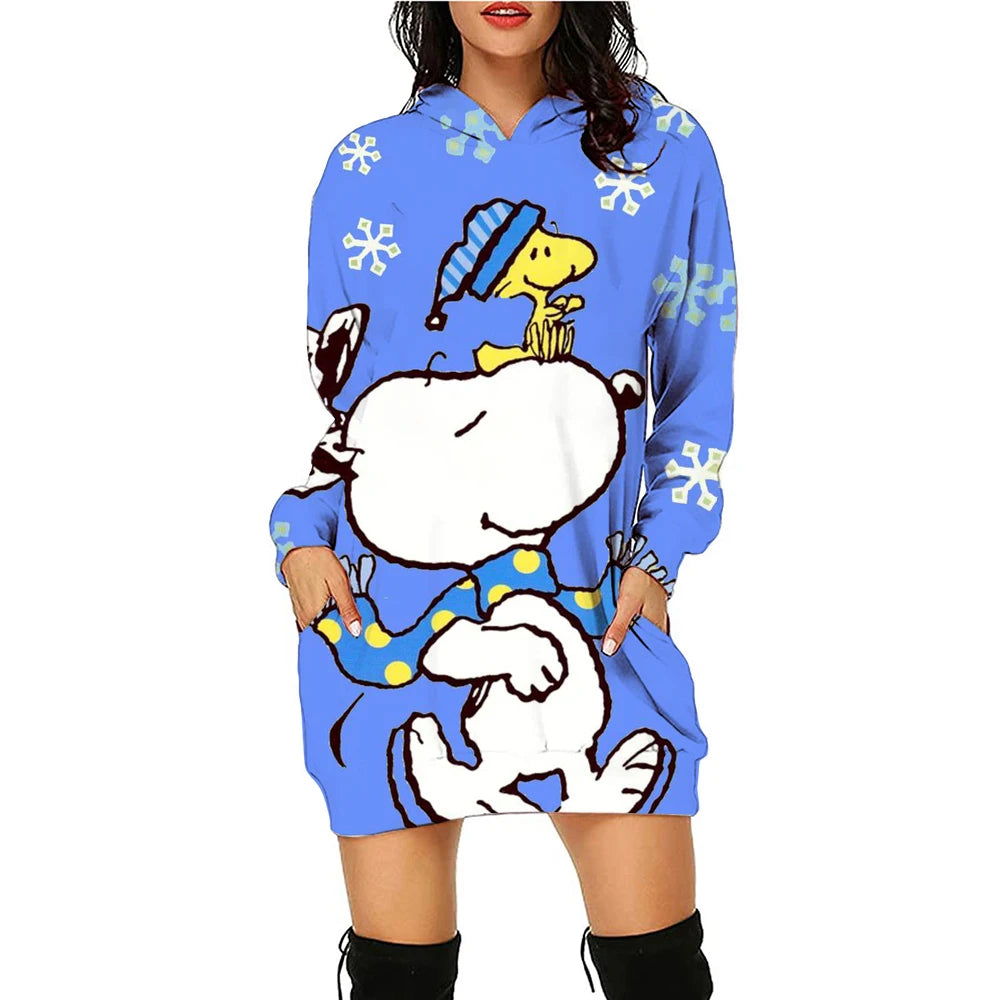 Xmas Casual Long Sleeve Hooded Snoopy Print Snoopy Shirt