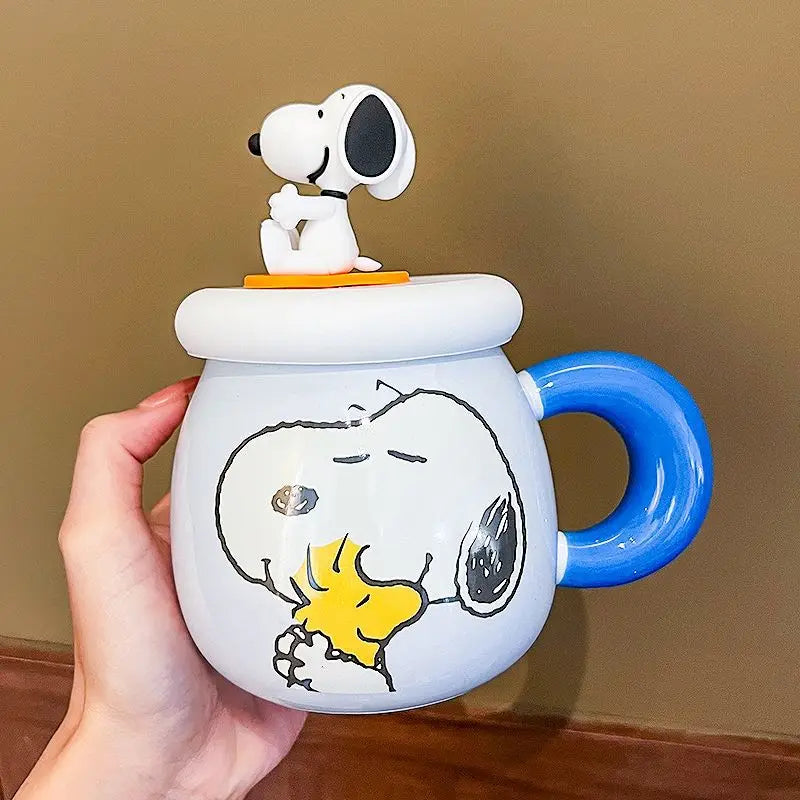2025 New Ceramic Mug With Straw Snoopy Cup