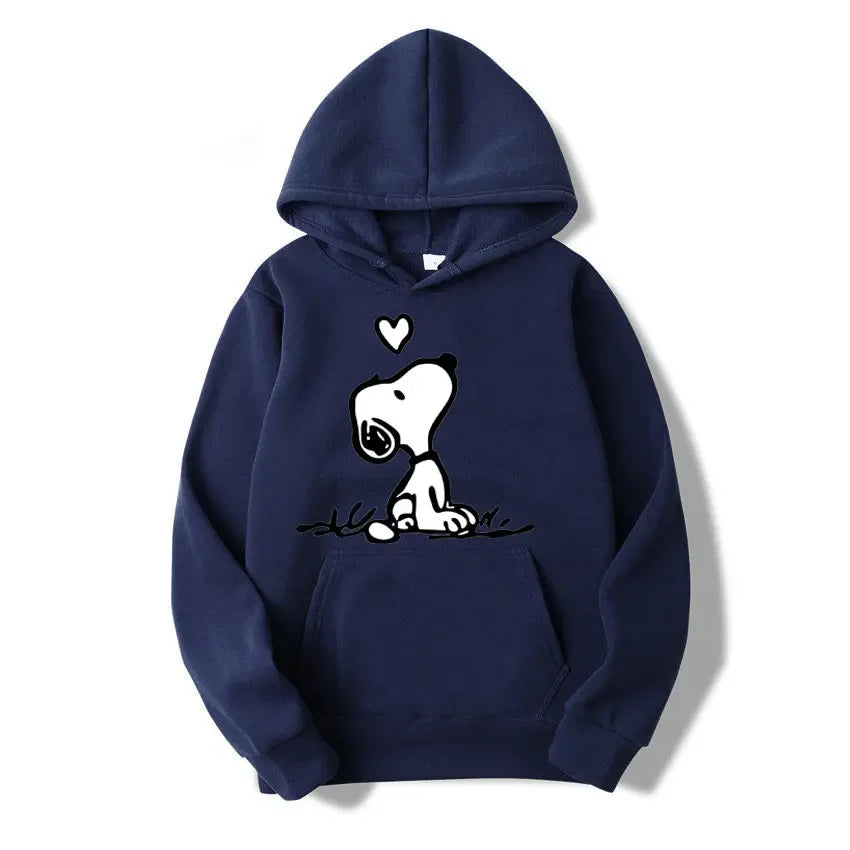 Unisex Fleece Hooded Sweatshirt Pullover Snoopy Hoodie