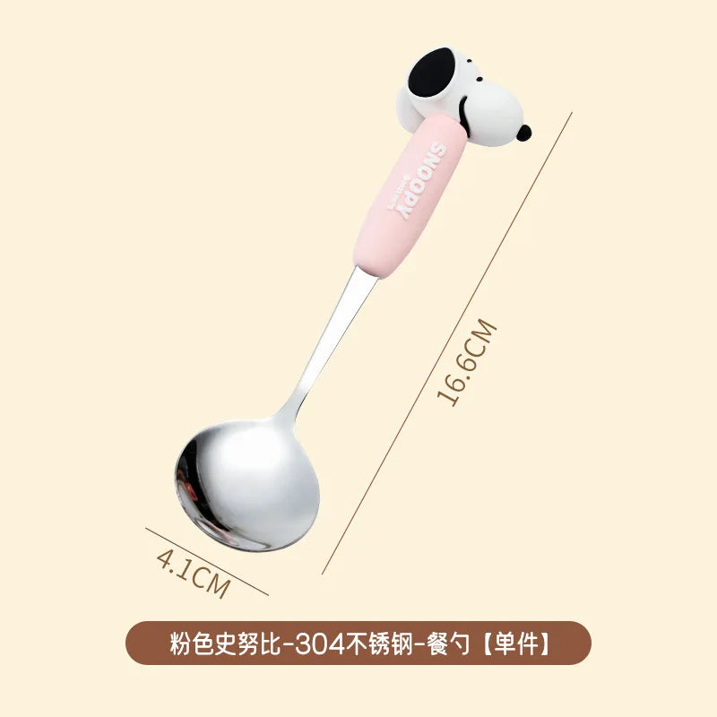 Anime Snoopy Spoon Fork Child Cartoon Snoopy Doll Fruit Fork Spoon Suit Girl Tableware Stainless Steel Student Spoon Fork