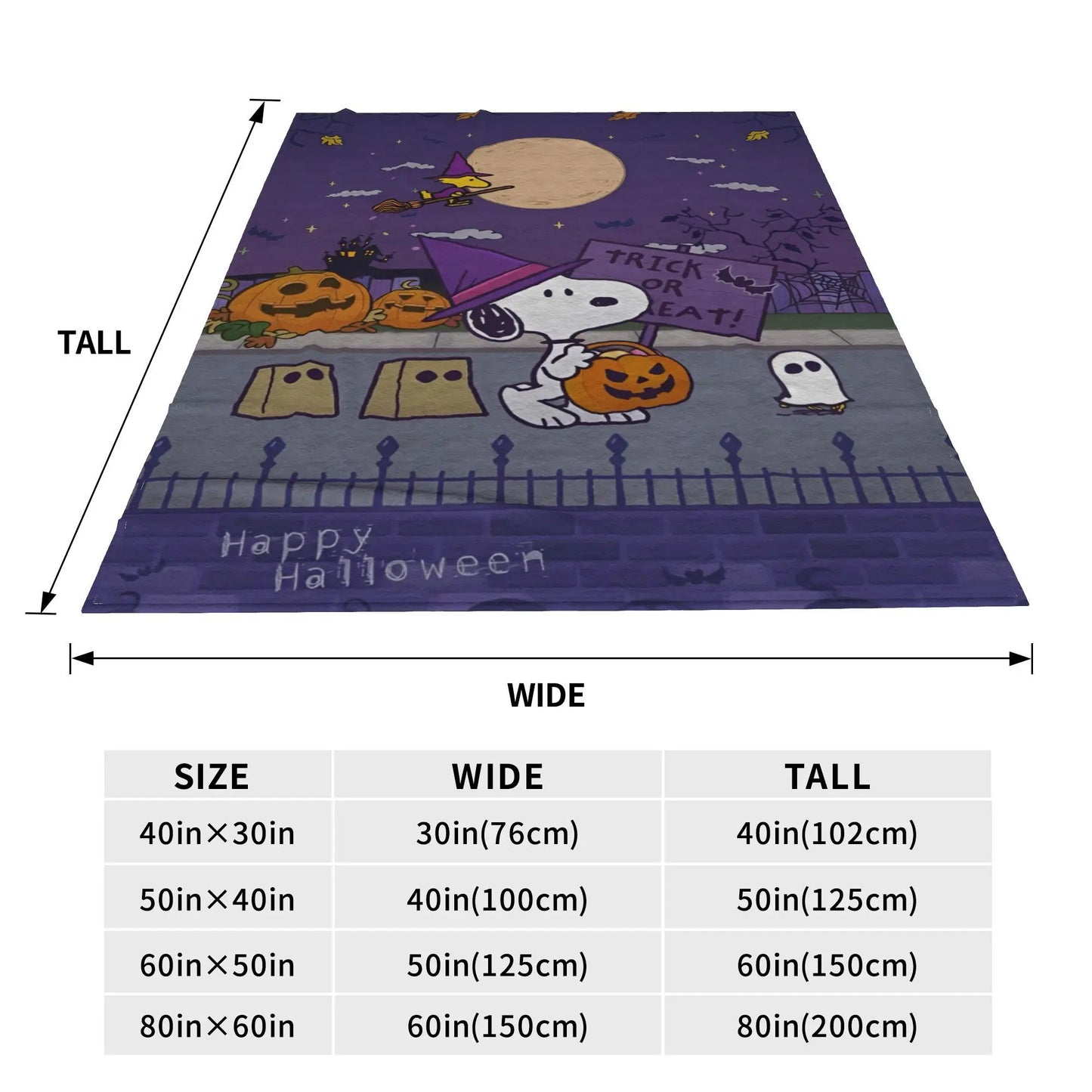 Halloween Pumpkin Cartoon Throw Blanket 50x60 Snoopy Blanket