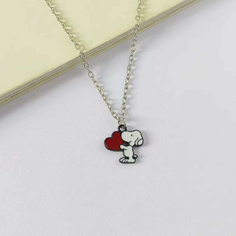 2pcs/set Cartoon Snoopy Necklace Phone Chain Set Anime Action Figures Q Figurals Necklace Decoration Birthday Christmas Gifts