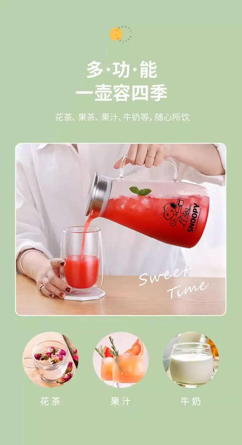 1500 ml Glass Water Jug Snoopy Cup