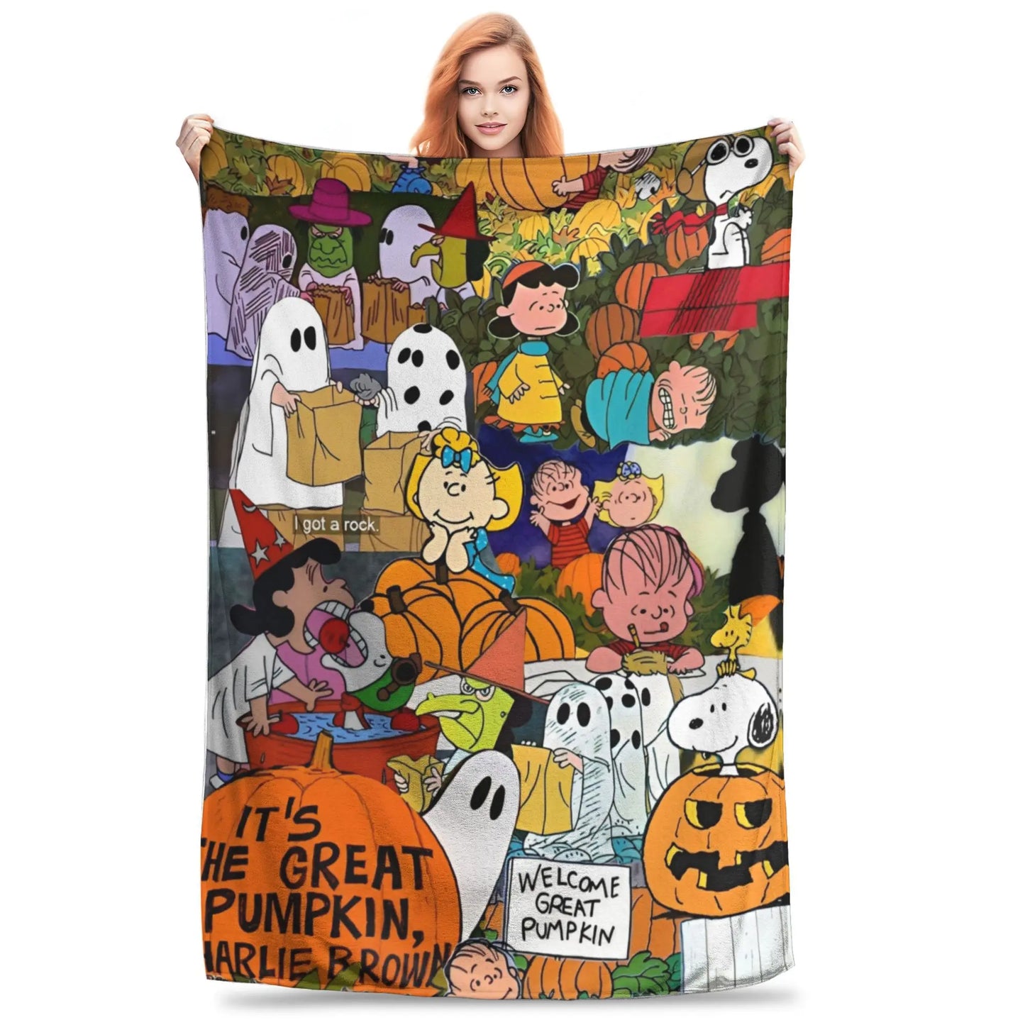 Halloween Pumpkin Cartoon Throw Blanket Snoopy Blanket