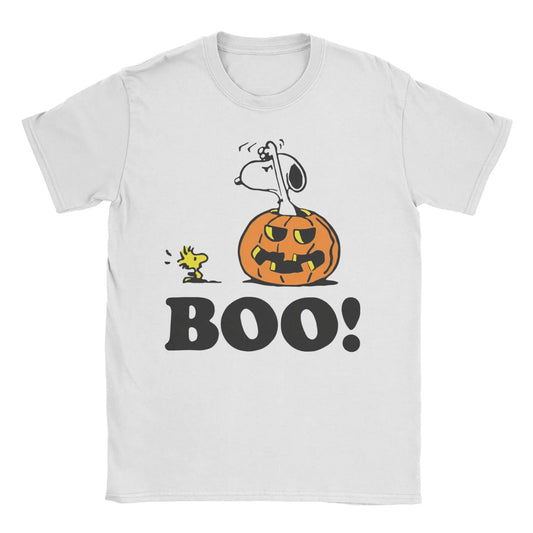 Halloween Pumpkin "Boo!" Graphic Cotton Tee Unisex Snoopy Shirt