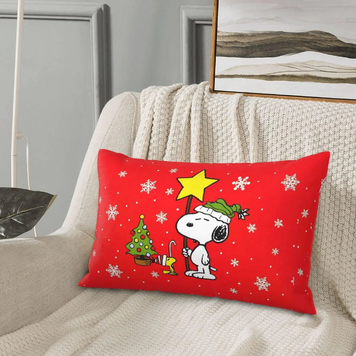 Cute Pillowcase 18in Square Red Snoopy Pillow