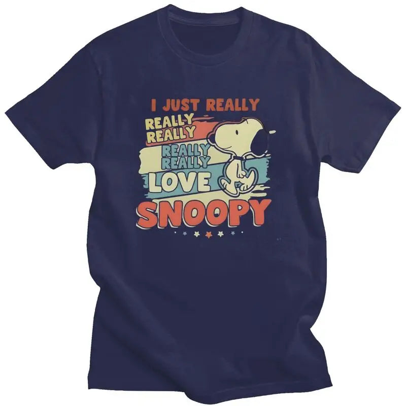 Custom Cute Cartoon Tee For Men Cotton Snoopy Shirt