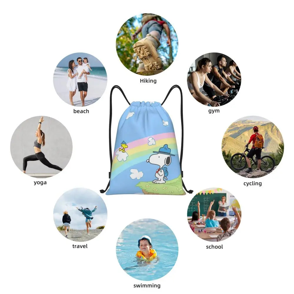 Snoopy Backpack Drawstring Sack Christmas Polyester