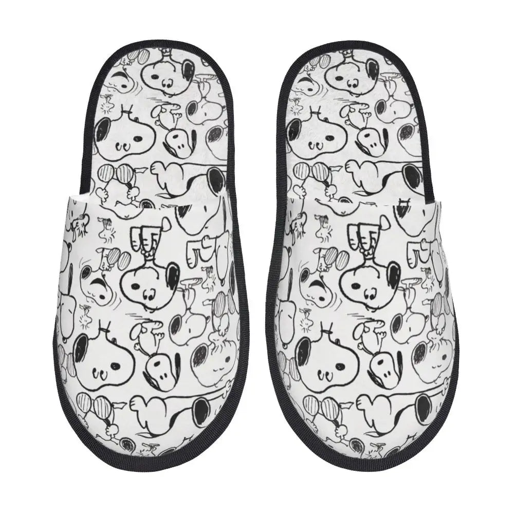 Memory Foam Pattern Slippers Faux Fur Snoopy Slippers
