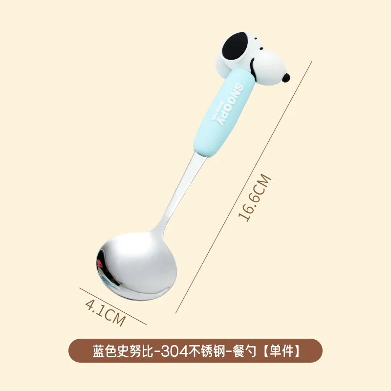 Anime Snoopy Spoon Fork Child Cartoon Snoopy Doll Fruit Fork Spoon Suit Girl Tableware Stainless Steel Student Spoon Fork