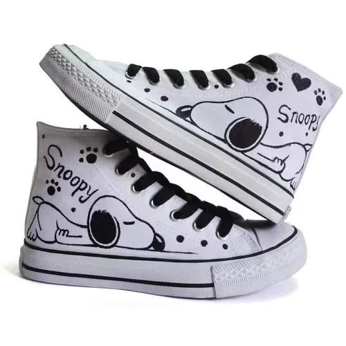 White and Black Casual Snoopy Shoes