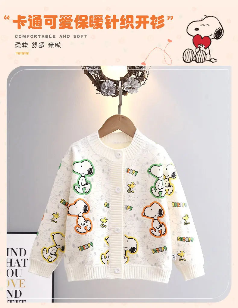 Kids Snoopy Knit Cardigan Winter Snoopy Stuffed Sweatshirt