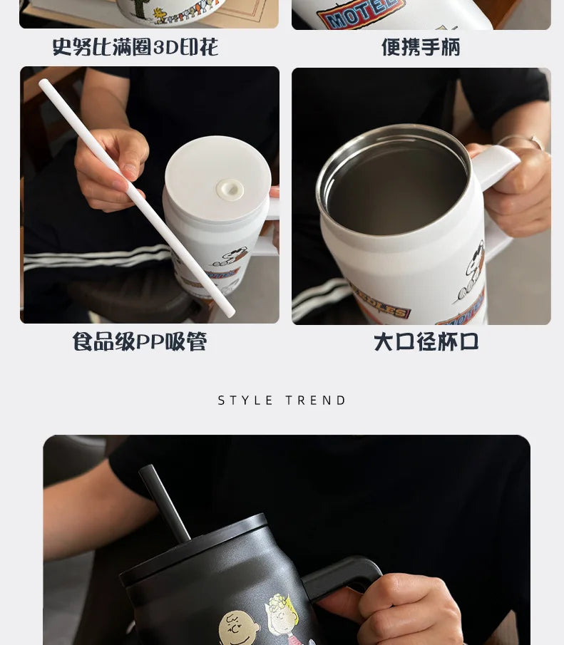 Insulated Stainless Steel Water Cup Straw 2025 Snoopy Cup