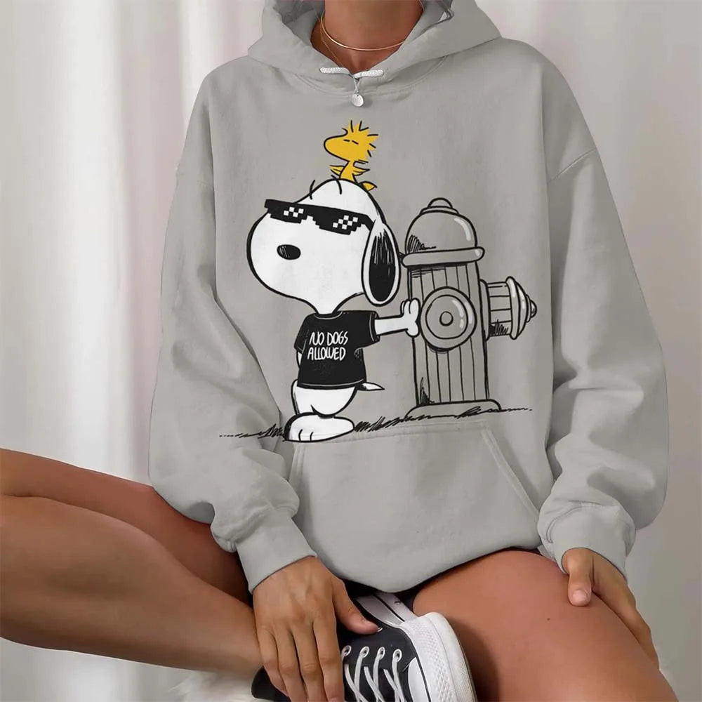 Casual Women Round Neck Snoopy Hoodie