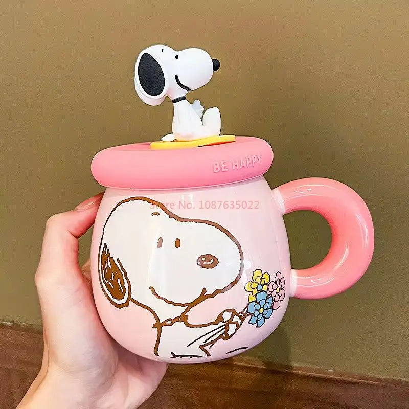 2025 New Ceramic Mug With Straw Snoopy Cup