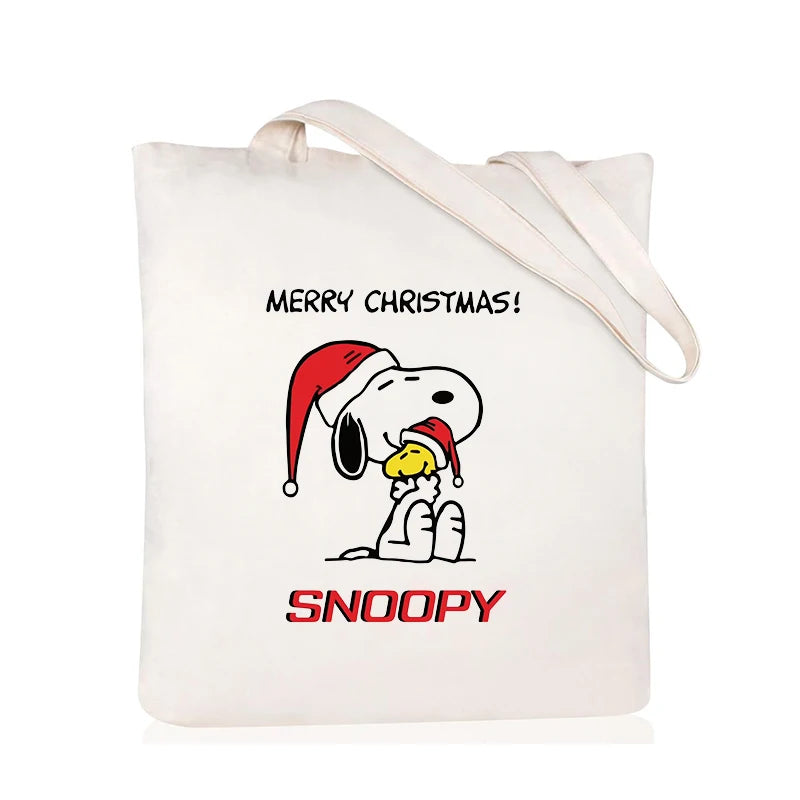 Snoopy Backpack Cartoon Christmas Canvas Tote Large