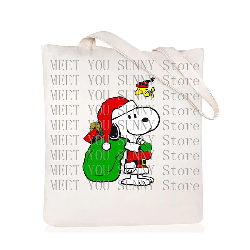 Snoopy Backpack Cartoon Christmas Canvas Tote Large
