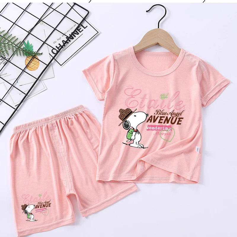 Kids Modal Pajama Set 2PC Tops Shorts Snoopy Pyjama