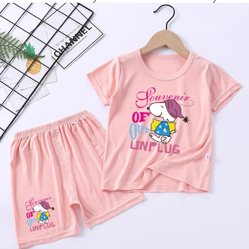 Kids Modal Pajama Set 2PC Tops Shorts Snoopy Pyjama