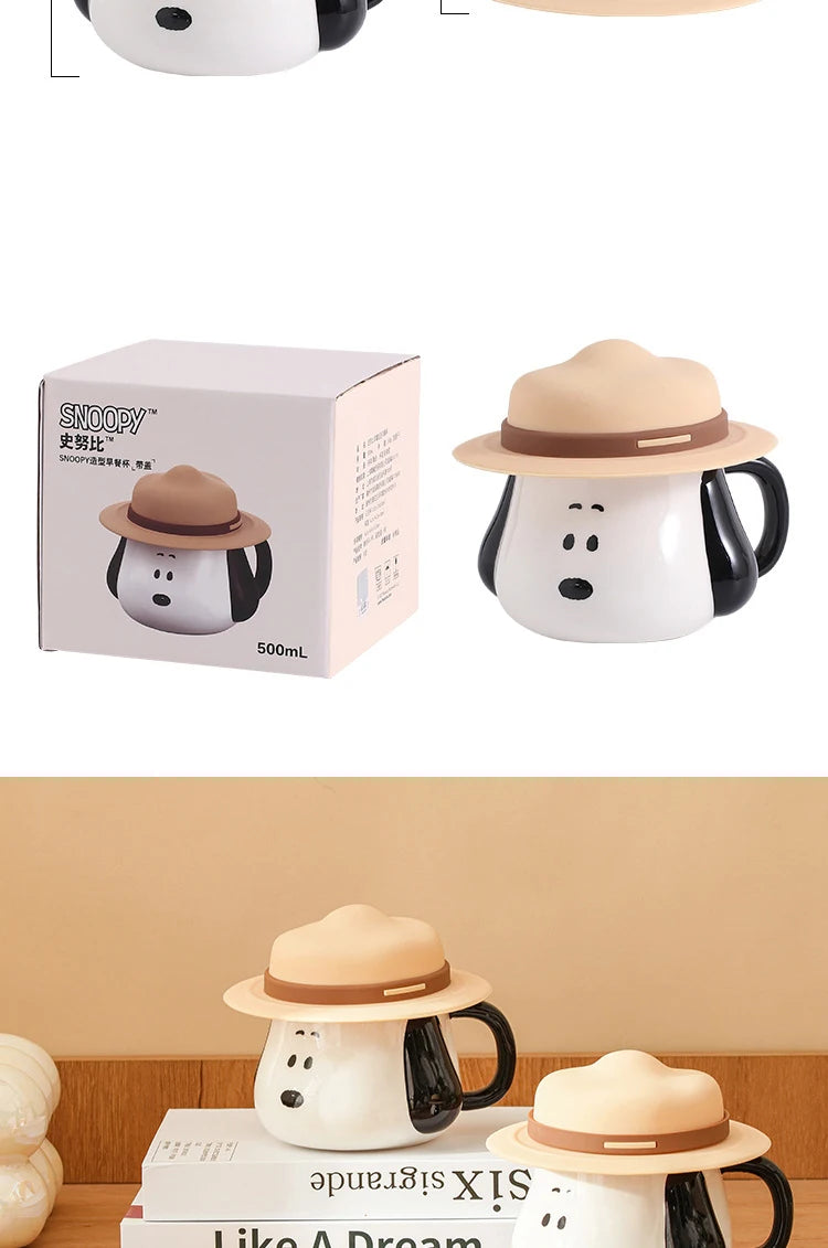 500ml Straw Hat Ceramic Mug Snoopy Cup