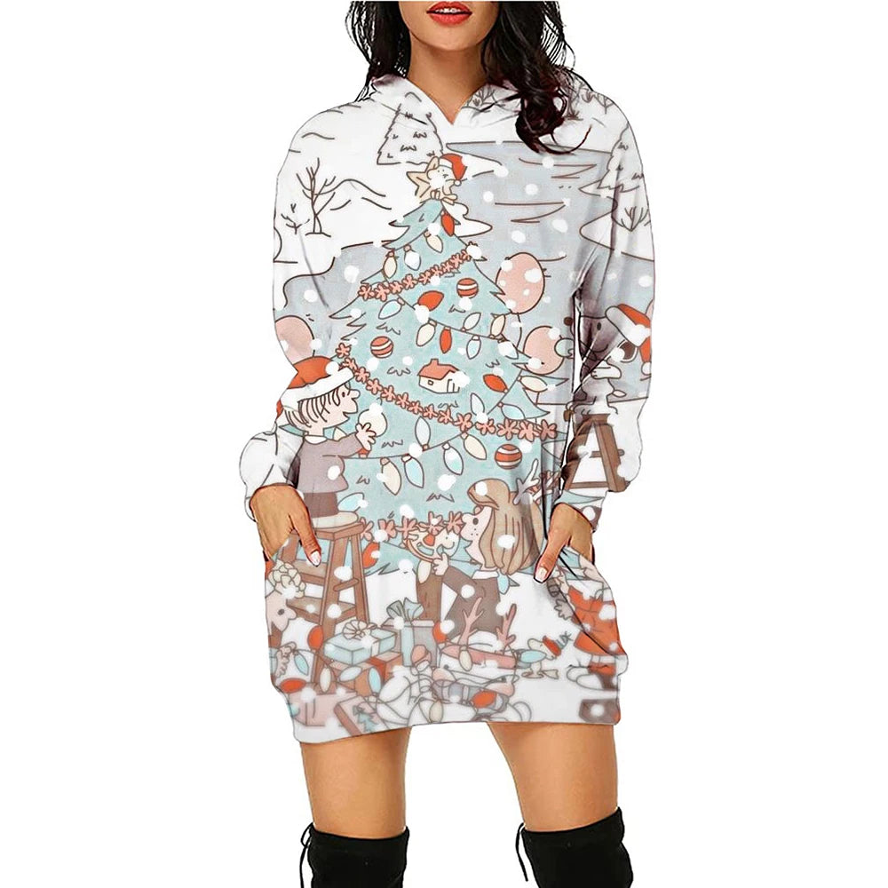 Xmas Casual Long Sleeve Hooded Snoopy Print Snoopy Shirt