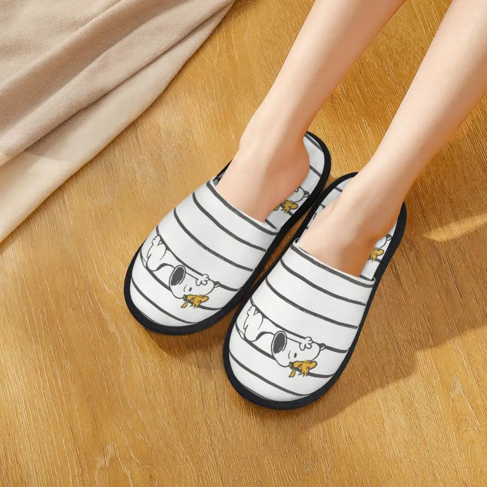Custom Print Slippers Cartoon Memory Foam Cozy Snoopy Shoes