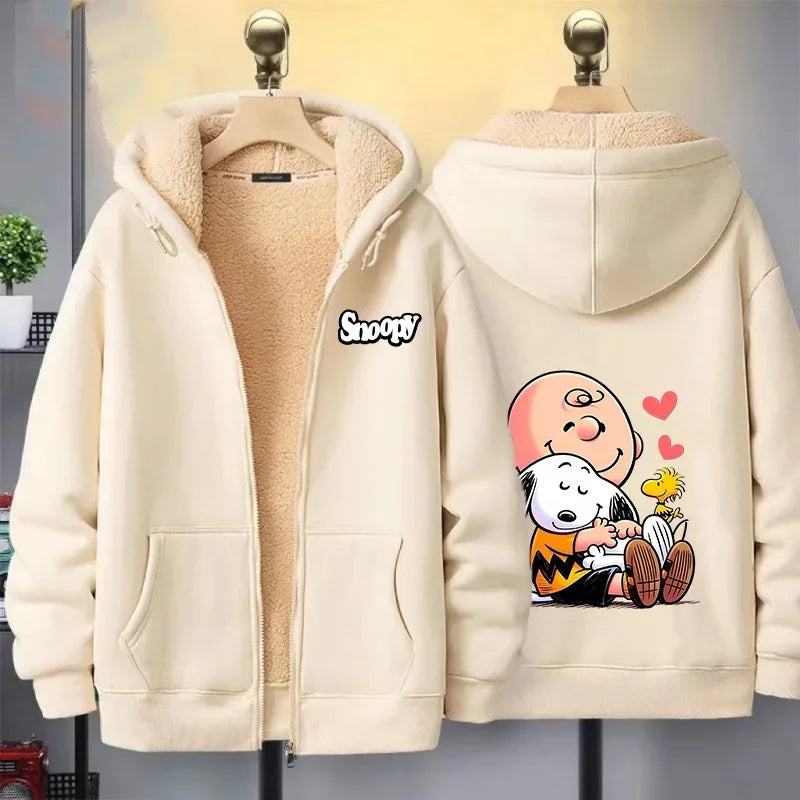 Women Zip Cartoon Sweatshirt Snoopy Hoodie