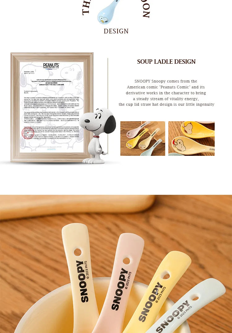 Snoopy Spoon Cartoon Ceramics Spoon Cute Child Snoopy Tableware Spoon Gift Girl Drink Porridge Spoon Hanging Hole Wholesale