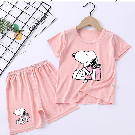 Kids Modal Pajama Set 2PC Tops Shorts Snoopy Pyjama