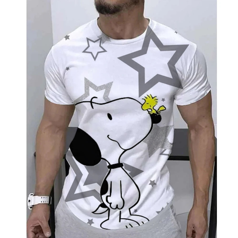 Joe Cool Print Breathable Round Neck Snoopy Shirt