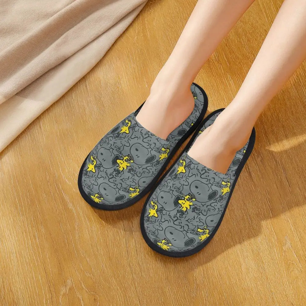 Custom Print Slippers Cartoon Memory Foam Cozy Snoopy Shoes