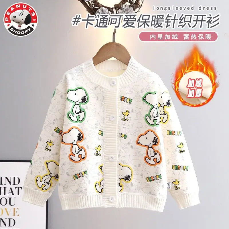 Kids Snoopy Knit Cardigan Winter Snoopy Stuffed Sweatshirt