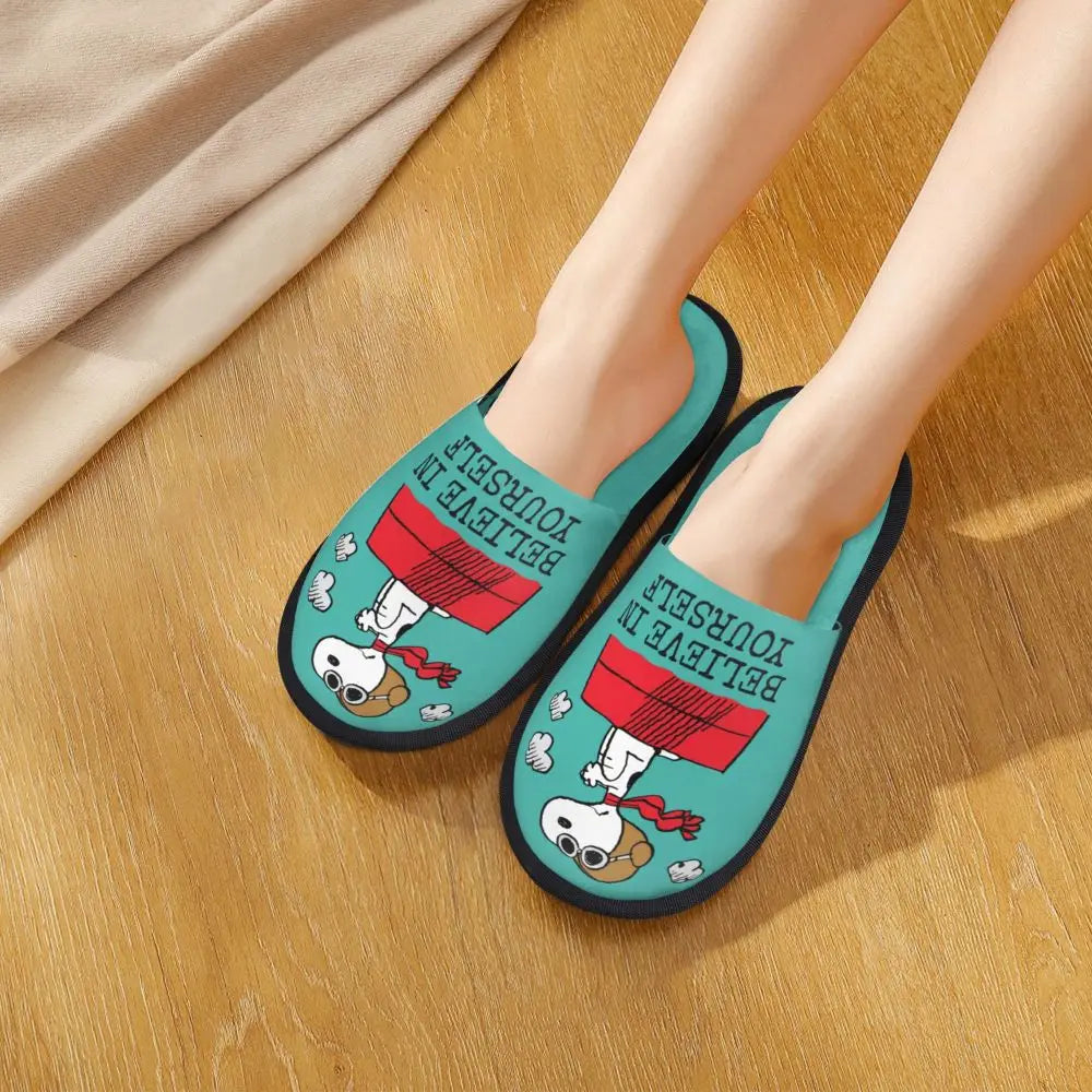 Memory Foam Pattern Slippers Faux Fur Snoopy Slippers