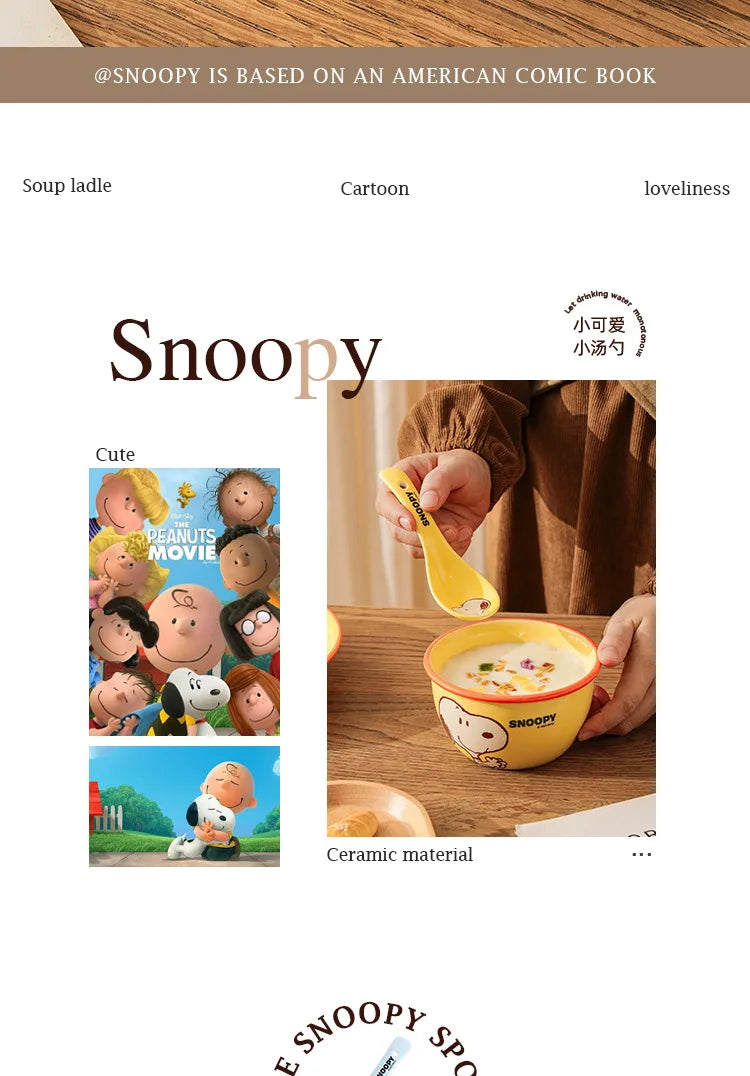 Snoopy Spoon Cartoon Ceramics Spoon Cute Child Snoopy Tableware Spoon Gift Girl Drink Porridge Spoon Hanging Hole Wholesale