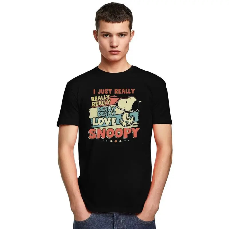 Custom Cute Cartoon Tee For Men Cotton Snoopy Shirt
