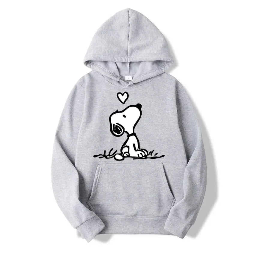Unisex Fleece Hooded Sweatshirt Pullover Snoopy Hoodie