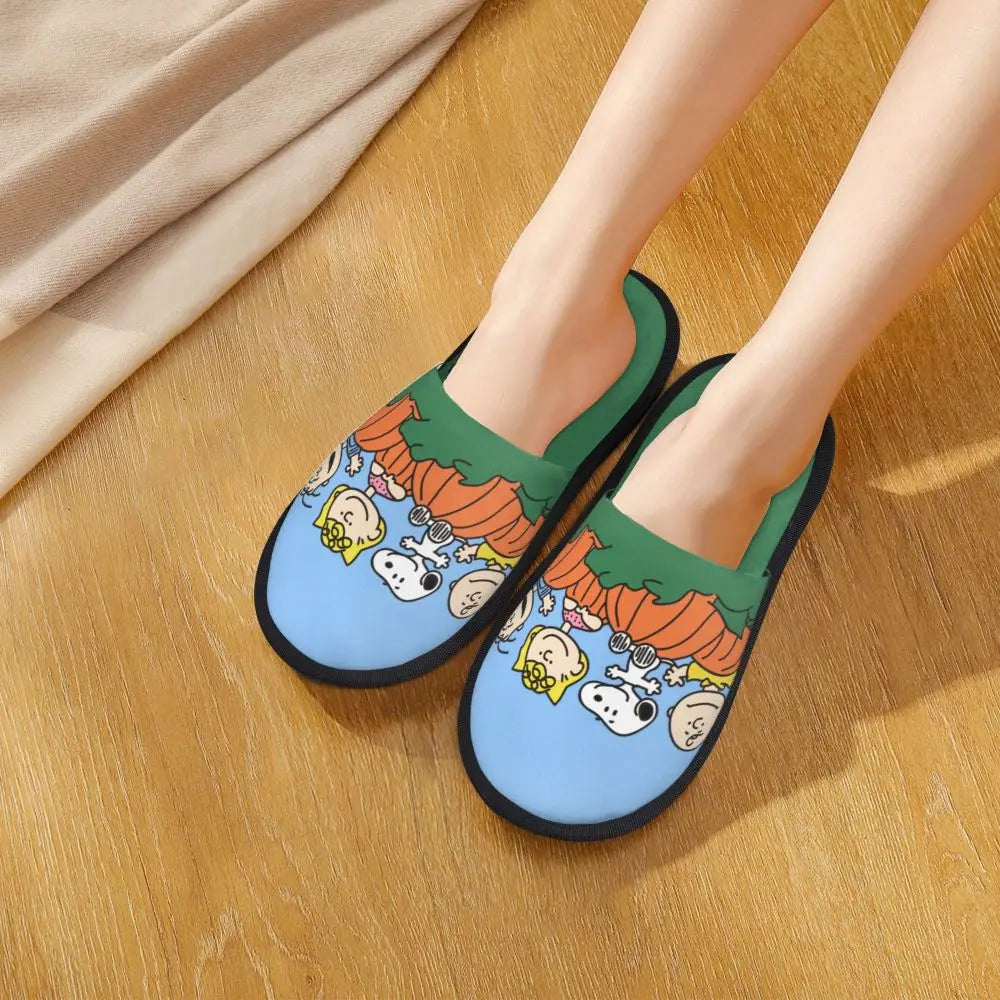 Custom Print Slippers Cartoon Memory Foam Cozy Snoopy Shoes