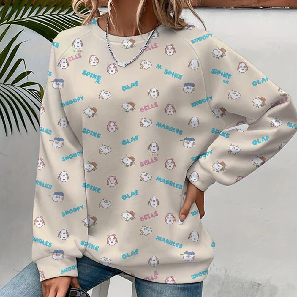 Cartoon Print Sweatshirt Crewneck Snoopy Hoodie