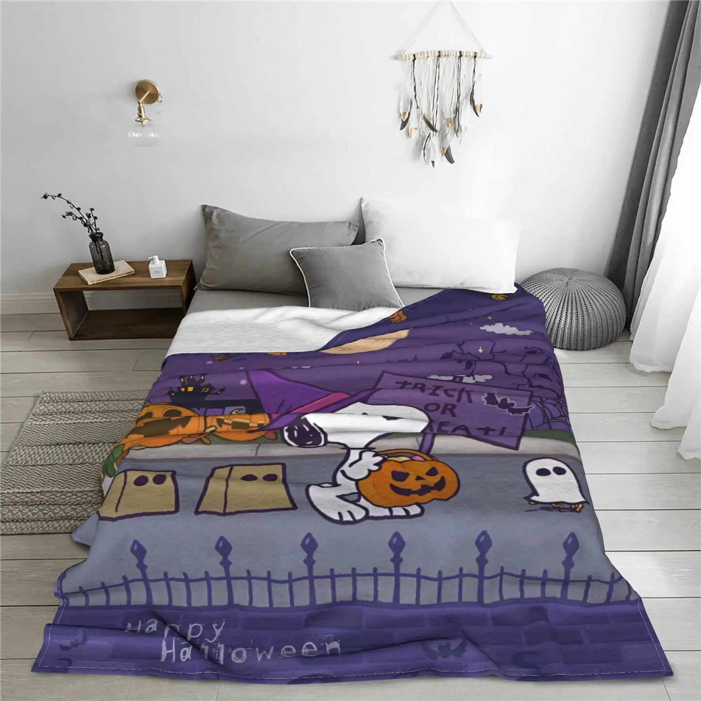 Halloween Pumpkin Cartoon Throw Blanket 50x60 Snoopy Blanket