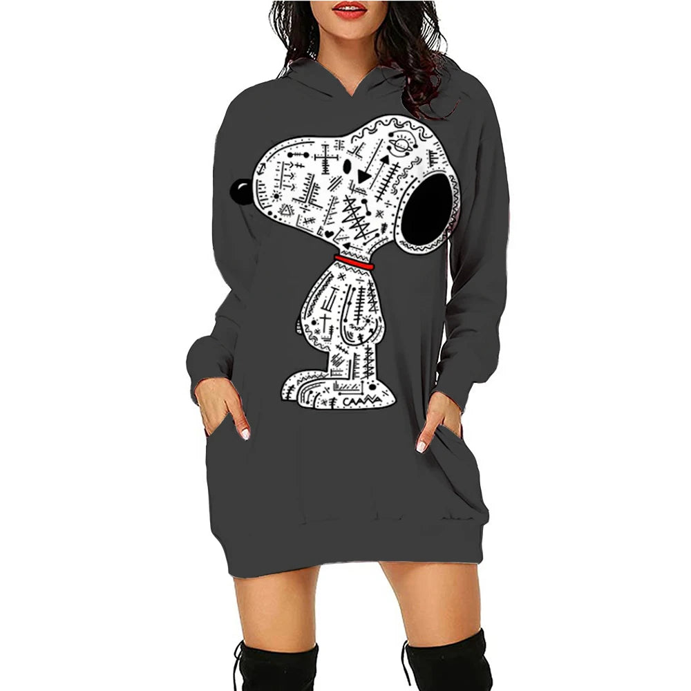 Xmas Casual Long Sleeve Hooded Snoopy Print Snoopy Shirt