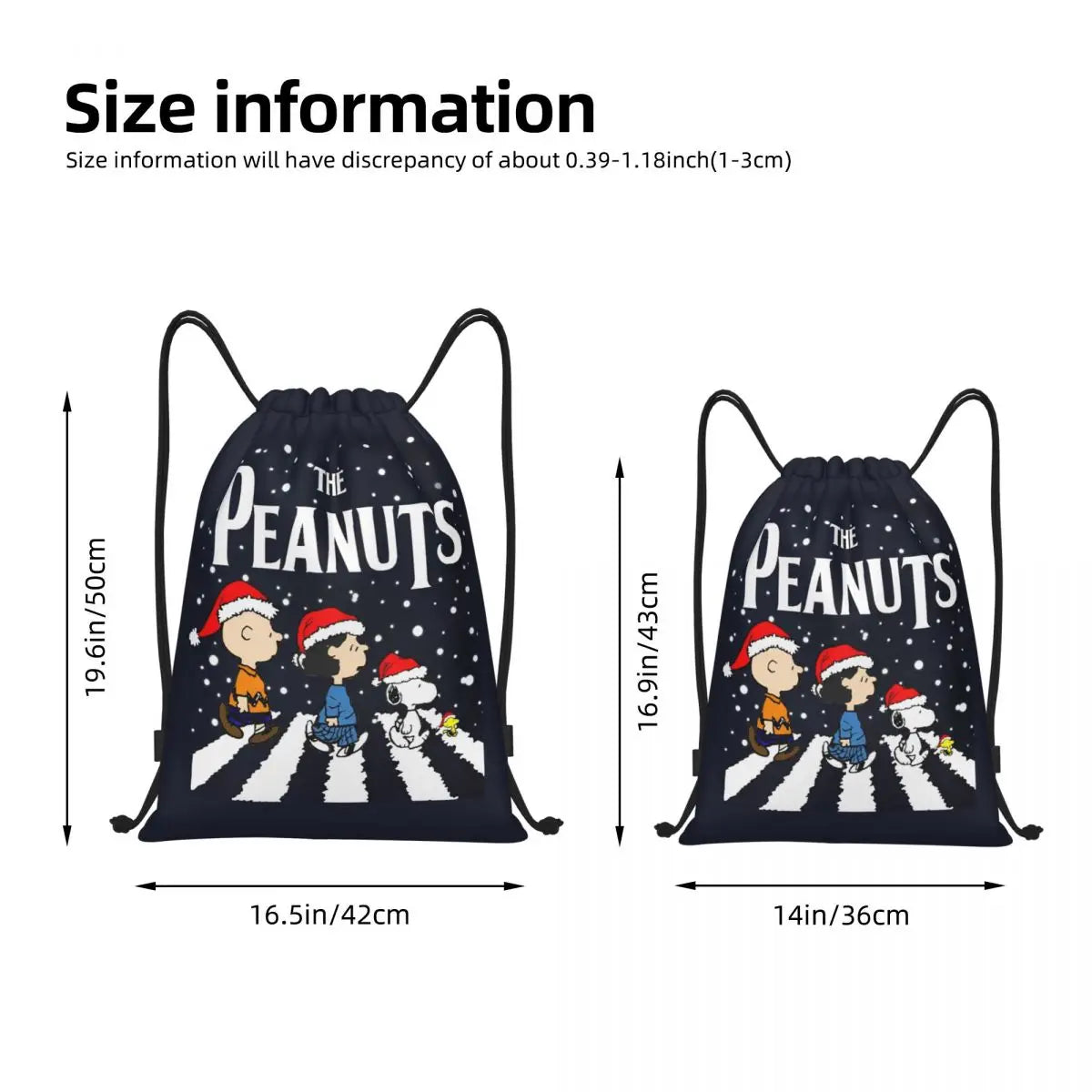 Snoopy Backpack Drawstring Sack Christmas Polyester